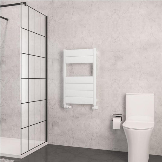 Eastbrook Kingswood 820 x 500mm Slimline Aluminium Towel Rail Matt White | 86.0555
