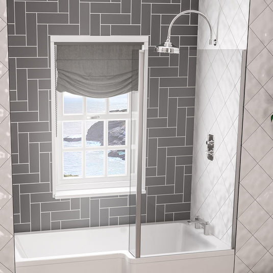 Eastbrook L-Shaped Bath Screen 1400x835mm Right Hand Chrome | 49.2008