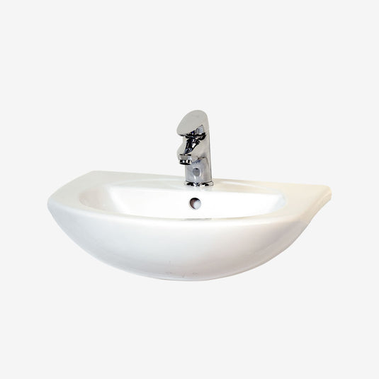 Eastbrook Loire 500mm Ceramic Semi Recessed Basin (1TH) White | 75.0006
