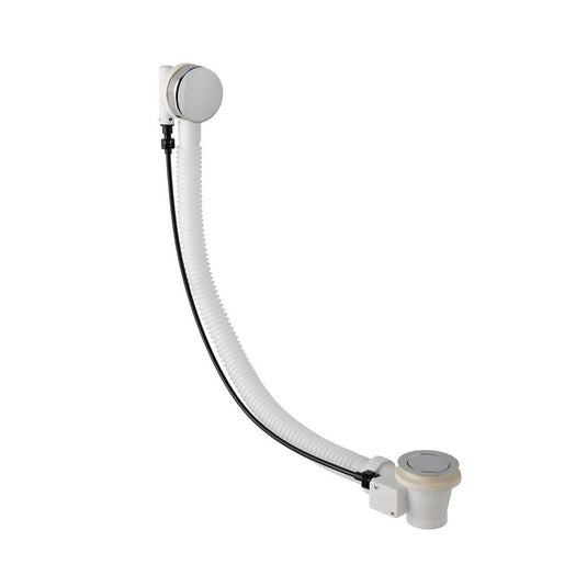 Chrome bath waste with overflow and flexible hose for modern bathroom installation