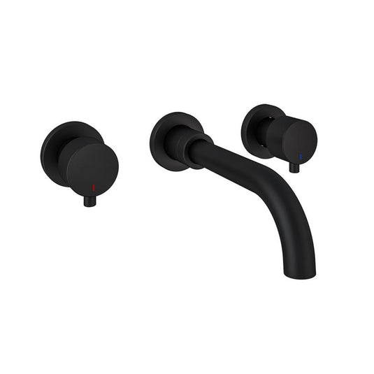 Eastbrook Meriden 3 Tap Hole Wall Mounted Basin Tap Set Matt Black | 98.2048
