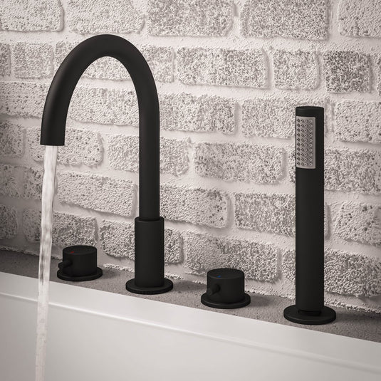 Eastbrook Meriden 4 Tap Hole Bath Shower Mixer Tap Matt Black | 98.2038