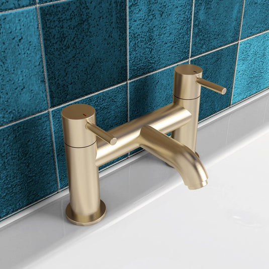 Eastbrook Meriden Bath Filler Tap Curved Spout Brushed Brass | 98.2023