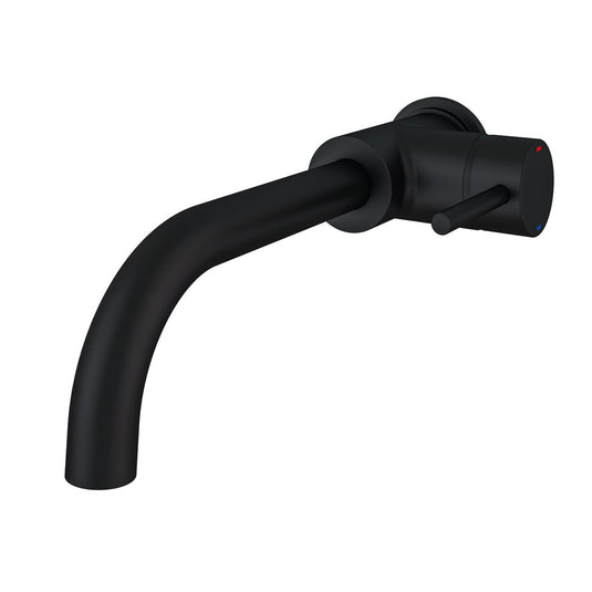 Eastbrook Meriden Wall Mounted Single Lever Curved Spout Basin Mixer Tap Matt Black | 98.2012