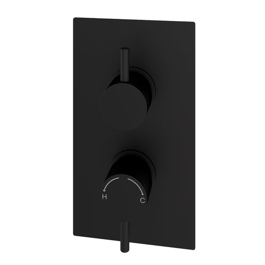 Eastbrook Modern Round Thermostatic Two Way Concealed Shower Valve Matt Black | 60.1016