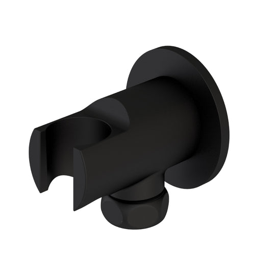 Eastbrook Modern Round Wall Elbow & Shower Handset Holder Matt Black | 60.1018