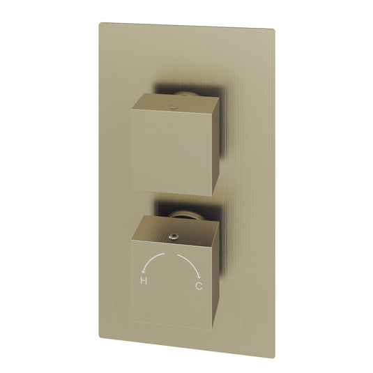 Eastbrook Modern Square Thermostatic Two-Way Concealed Shower Valve Brushed Brass | 60.1043
