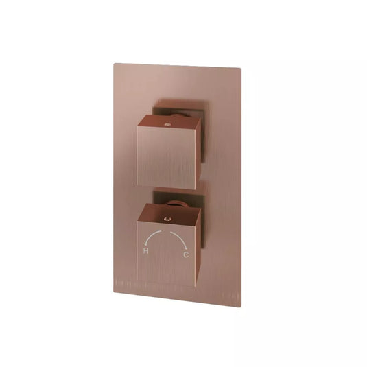 Eastbrook Modern Square Thermostatic Two Way Concealed Shower Valve Brushed Bronze | 60.2016 - Envy Bathrooms Ltd