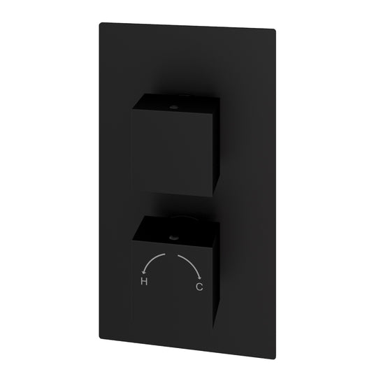 Eastbrook Modern Square Thermostatic Two-Way Concealed Shower Valve Matt Black | 60.1036