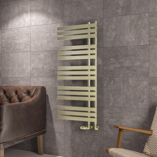Eastbrook New Leonardo 1200 x 500mm Towel Radiator Brushed Brass | 41.0371