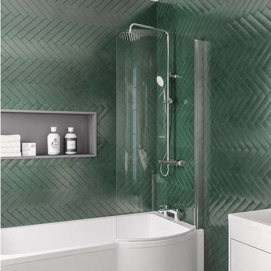 Eastbrook P-Shaped Bath Screen 1400x735mm Right Hand Chrome | 49.2002