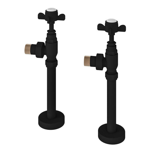 Eastbrook Pair of Traditional Radiator Valves + Tails Matt Black | 41.0731
