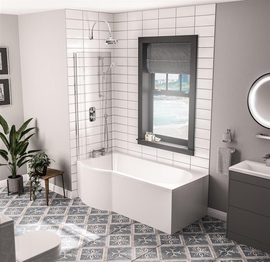 Eastbrook Portland P‑Shape LH 1500 x 850 x 750mm (5mm) Bath White | 42.0187
