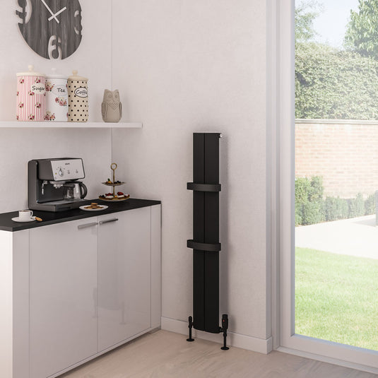Eastbrook Preston 1200 x 185mm Aluminium Radiator Matt Black | 89.0793