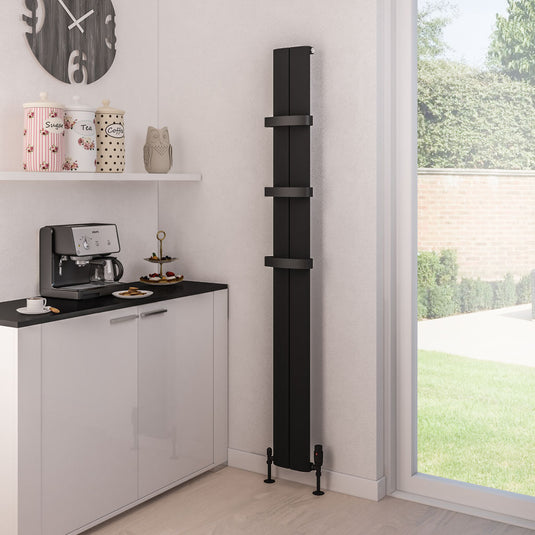 Eastbrook Preston 1800 x 185mm Aluminium Radiator Matt Black | 89.0163