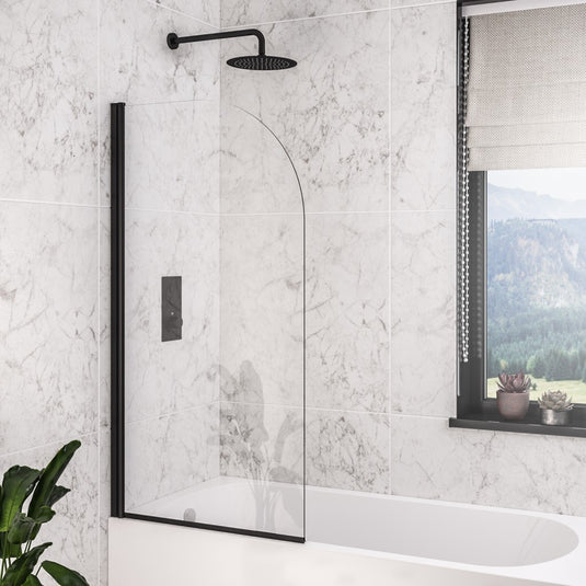 Eastbrook Radius Bath Screen 1400x800mm 6mm Matt Black | 49.0108