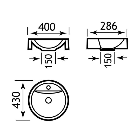 Eastbrook Renata 430mm Sit On Basin White | 51.029