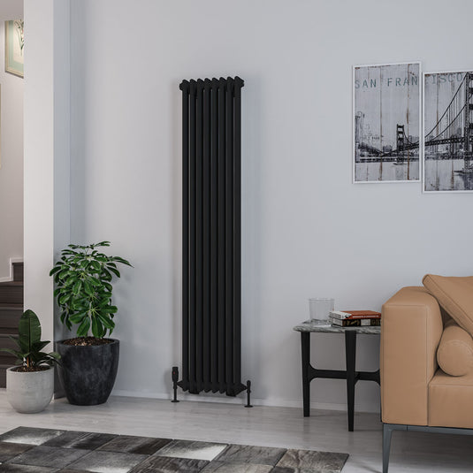 Eastbrook Rivassa 2 Column Radiator 1800 x 383mm Matt Black | 81.0220