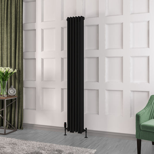 Eastbrook Rivassa 3 Column Radiator 1800 x 293mm – Matt Black | 81.0234