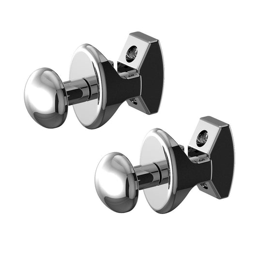 Pair of chrome wall-mounted robe hooks for bathrooms, modern rounded design