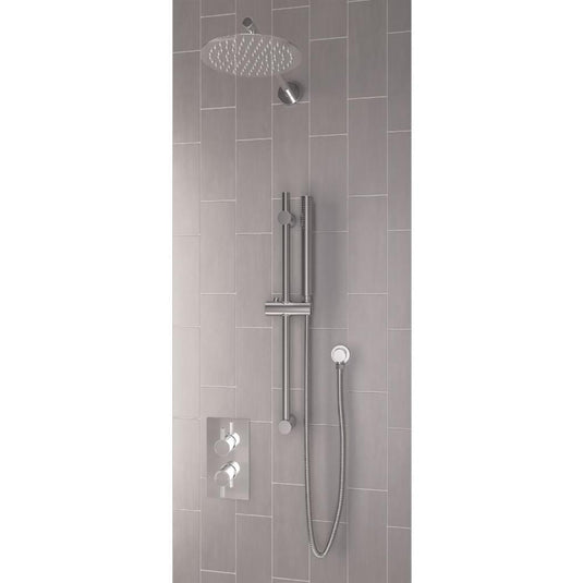 Eastbrook Round Thermostatic Shower Bundle with Shower Head, Valve, Round Riser Kit & Handset - Chrome - BND020 - Envy Bathrooms Ltd