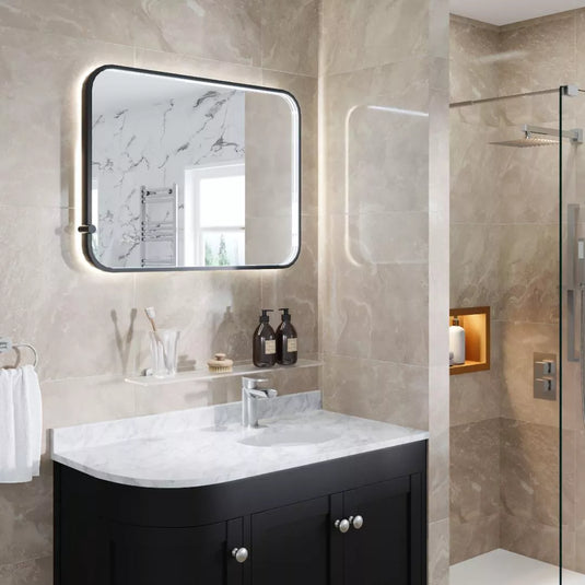 Eastbrook Sanremo 500x700mm Rectangle LED Bathroom Mirror Matt Black | 40.1081 - Envy Bathrooms Ltd