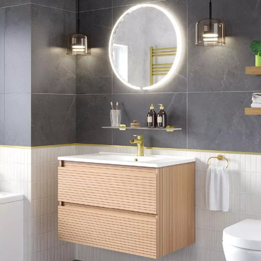 Eastbrook Sanremo 600x600mm Round LED Bathroom Mirror Brushed Brass | 40.1093 - Envy Bathrooms Ltd