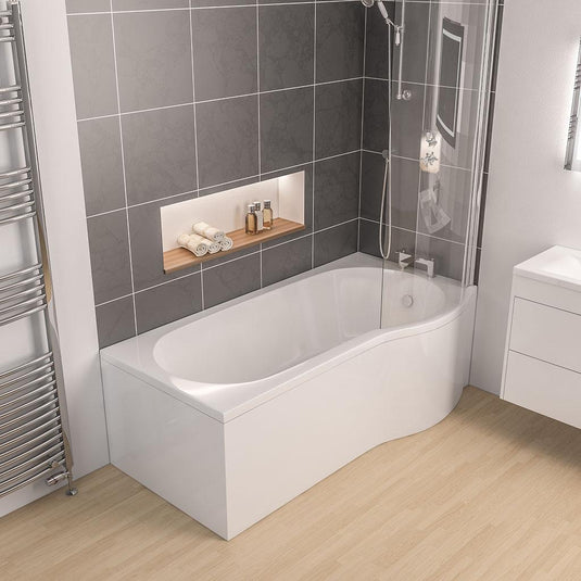 Eastbrook Shannon P‑Shape RH 1500 x 850mm  (4mm) Bath White | 42.0108