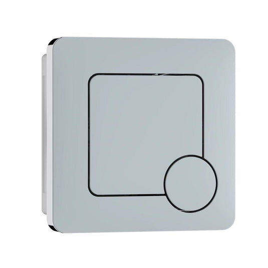 Modern chrome dual flush toilet plate with square and round button design