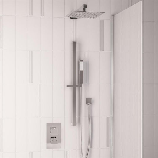 Eastbrook Square Thermostatic Shower Bundle with Shower Head, Valve, Round Riser Kit & Handset - Chrome - BND023 - Envy Bathrooms Ltd