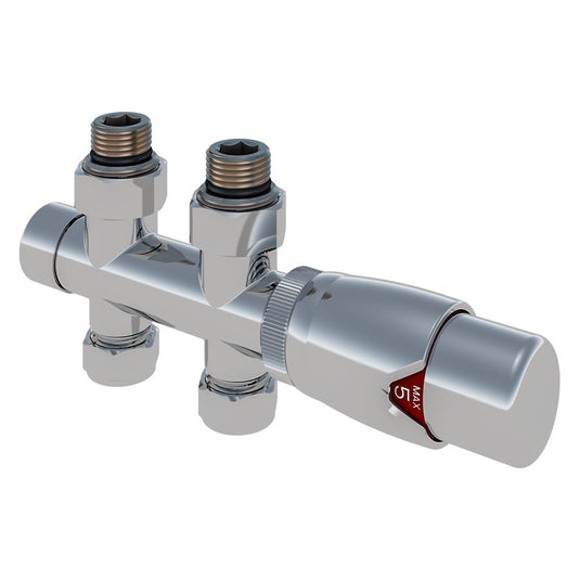 Eastbrook Straight Twin Inlet Thermostatic Radiator Valve 15mm Chrome | 54.0013