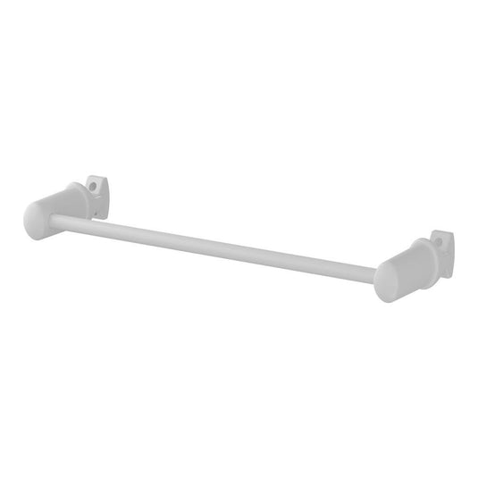 Wall-mounted chrome bathroom towel rail with round end brackets