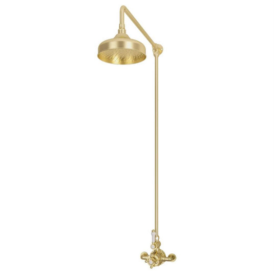 Eastbrook Traditional Thermostatic Exposed Shower Valve with 8" Rose Head - Brushed Brass | 60.2009