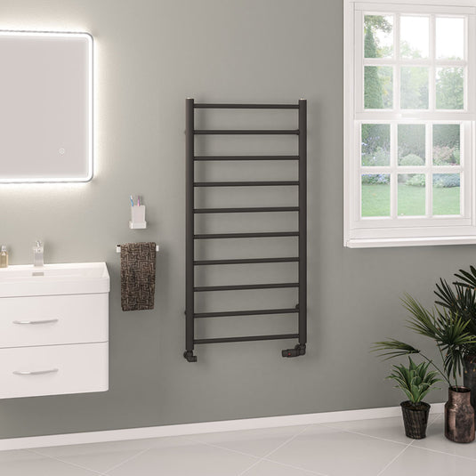 Eastbrook Tuscan Round Towel Rail 1200x600mm Matt Anthracite | 89.1587