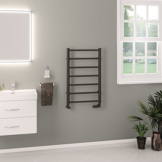 Eastbrook Tuscan Round Towel Rail 800x500mm Matt Anthracite | 89.1584