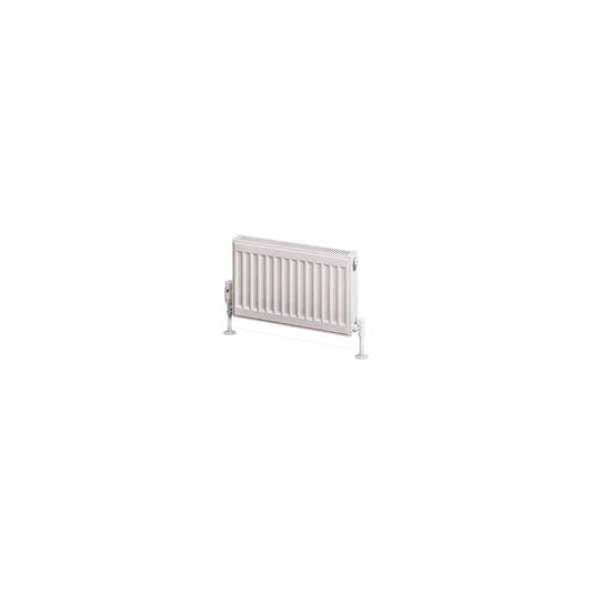 White panel radiator with floor mounting legs for bathroom heating