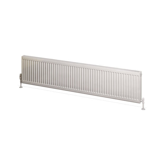 Horizontal white steel panel radiator for modern bathroom heating solutions