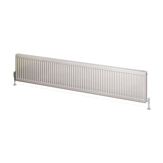 Modern white horizontal panel radiator for bathroom or home heating