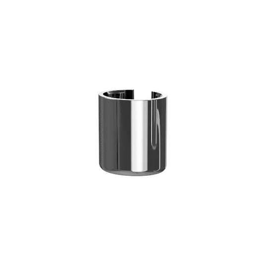 Chrome cylindrical basin waste cover, modern bathroom accessory on white background