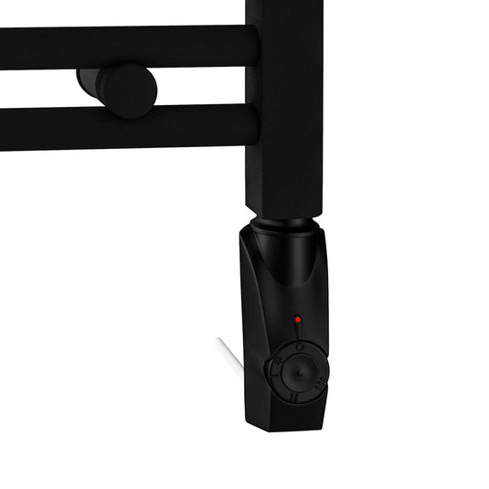 Matte black electric heated towel rail control panel with adjustable dial