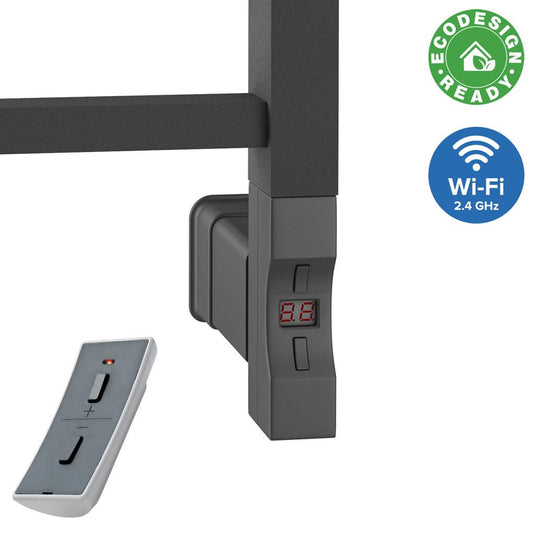 Electric towel rail heating element with LED display, eco design, Wi-Fi, and remote control
