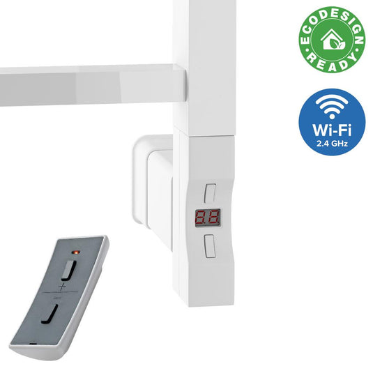 White electric towel rail Wi-Fi 2.4GHz thermostat and remote, eco design ready