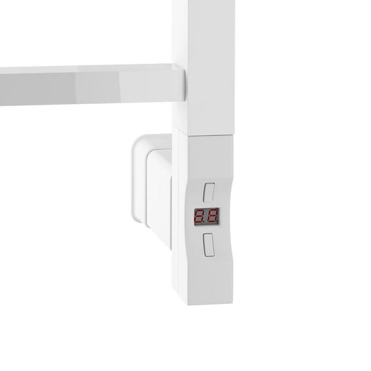 White heated towel rail digital thermostat with LED temperature display for bathroom