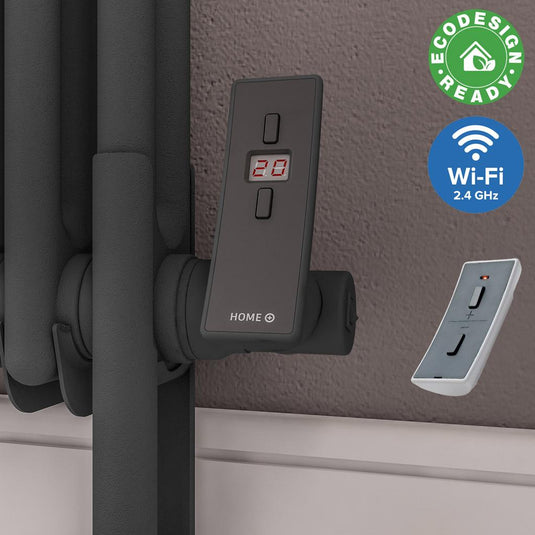 Wi-Fi enabled electric radiator thermostat with digital display and remote, eco design ready