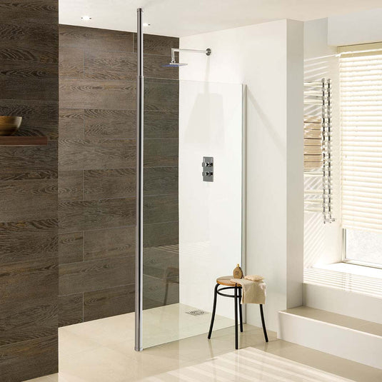Eastbrook Valliant 1000 x 1950mm Round Pole Walk-In Wetroom Panel (8mm) Chrome | 69.0052