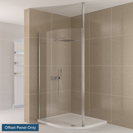 Eastbrook Valliant 1850 x 1300mm Square Pole Walk-In Wetroom Offset Shower Panel (8mm) Chrome | 69.0151