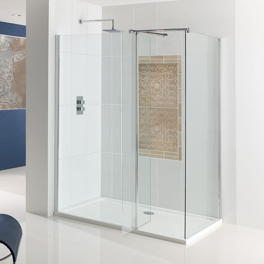 Eastbrook Vantage 1950mm x 1100mm (8mm) Easy Clean Walk-In Front Shower Panel with Flipper Chrome | 69.0132