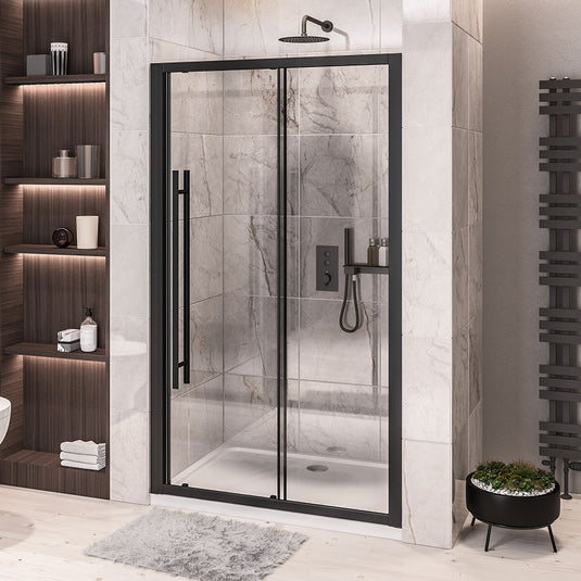 Eastbrook Vantage 2000 Sliding Shower Door 1100mm Easy Clean Matt Black | 49.0006