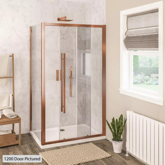 Eastbrook Vantage 2000 Soft Close 2000 x 1500mm Sliding Shower Door Brushed Bronze | 49.7090 - Envy Bathrooms Ltd