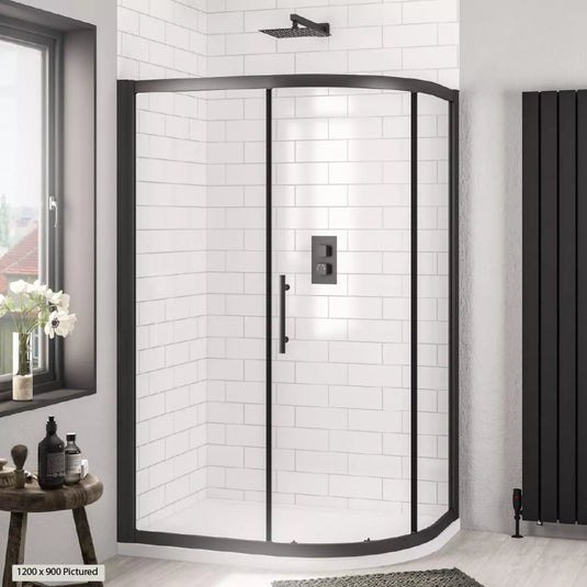 Eastbrook Volente 1000 x 900mm Offset Quadrant Shower Enclosure Matt Black | 58.475 - Envy Bathrooms Ltd